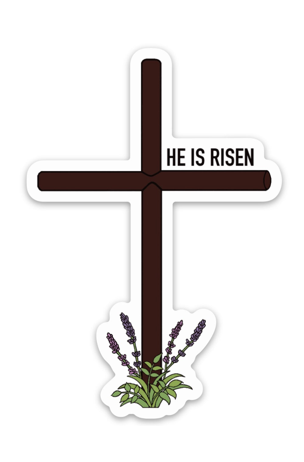 HE IS RISEN FARM CROSS STICKER