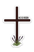 HE IS RISEN FARM CROSS STICKER