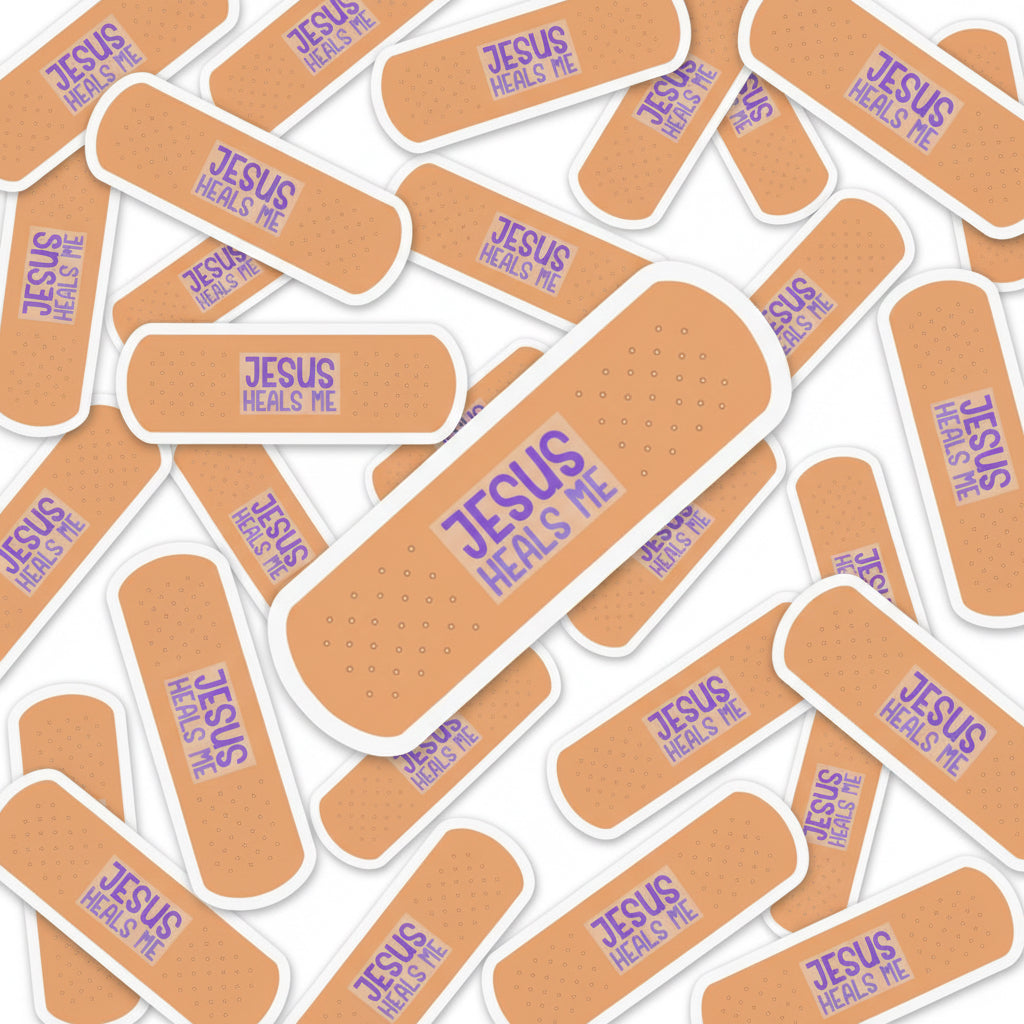 JESUS HEALS ME BANDAID STICKER