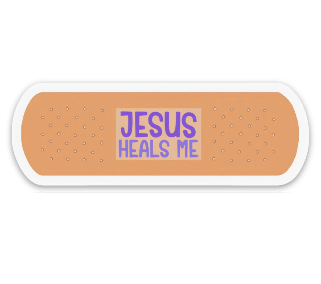 JESUS HEALS ME BANDAID STICKER